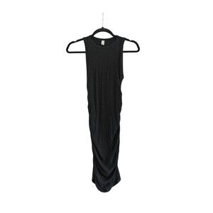 Maternity Black Sleeveless Midi Dress Ruched Tie Sides Medium